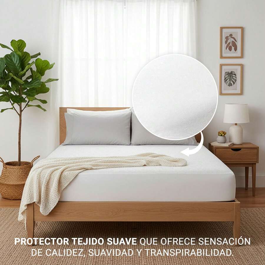 Ecommerc3 Soft, Waterproof, And Adaptable Woven Mattress Protector - Mattress Protector With Elastic Fit, Breathable And Liquid-Resistant, Maximum Comfort - White - View 1