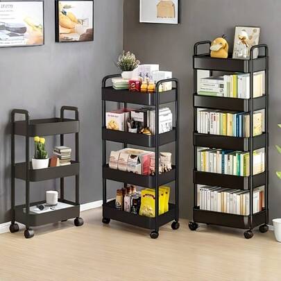 Carrito de cocina, camión de almacenamiento, cesta móvil, estante de ruedas negras