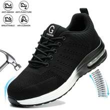 Steel Toe Black White Safety Shoes For Men Women ,Comfortable Breathable Work White Black Shoes Men ,Lightweight Steel Toe Shoes Women ,Construction Working Boots,Non Slip Work Shoes.Puncture Proof Tread Sneakers.Puncture-Proof & Smash-Resistant Breathable And Comfortable Work Shoes Fashionable All-Season Shoes For Warehouse, Outdoor, Restaurant, Delivery & Training Use Breathable, Soft, (Women Please Order 1.5 Size Smaller) - 白色 - 查看 1