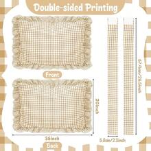 Euro Sham Pillow Covers - 2PCS European Plaid Ruffle Throw Pillow Sham For Sofa Couch, Brown Bow Tie Gingham Buffalo Check Cushion Cover Decoration For Bed Bedroom Living Room Car (26'' X 20\),26inchx20inch(Packof2),Brown - 棕色 - 查看 3