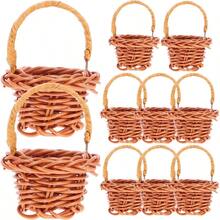 AWYYMini Baskets For Crafts: 10 Pcs Dollhouse Basket Mini Woven Basket Rattan Picnic Baskets With Handles Ature Willow Basket For Dollhouse Landscape Photography Props - 1.18 X 1.18 X 2.36inch - Coffee - View 1