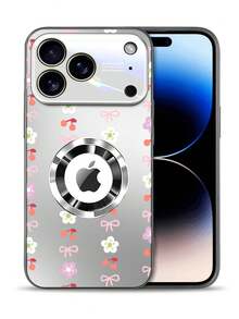 High-Quality Mobile Phone Case With Magnetic Closure For IPhone 17 Pro Max And 17 Air In CD Design With Full Screen Protection And Cute Cherry Blossom Bow. - Silver - View 2