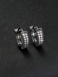 1对时尚全水晶圈形耳环，男女皆宜的闪亮耳环，适合日常佩戴，也是圣诞节、新年、情人节、复活节等节日礼物的理想之选。 - 彩色 - 查看 6