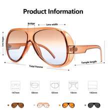 1PC New Vintage Design Oversized Square Fashion Glasses, High-End Street Style Party Festival Everyday Casual Eyewear Beach Accessories For Women Glasses Shades Plain Casual PC None  Casual    PC    None - 咖啡棕 - 查看 5