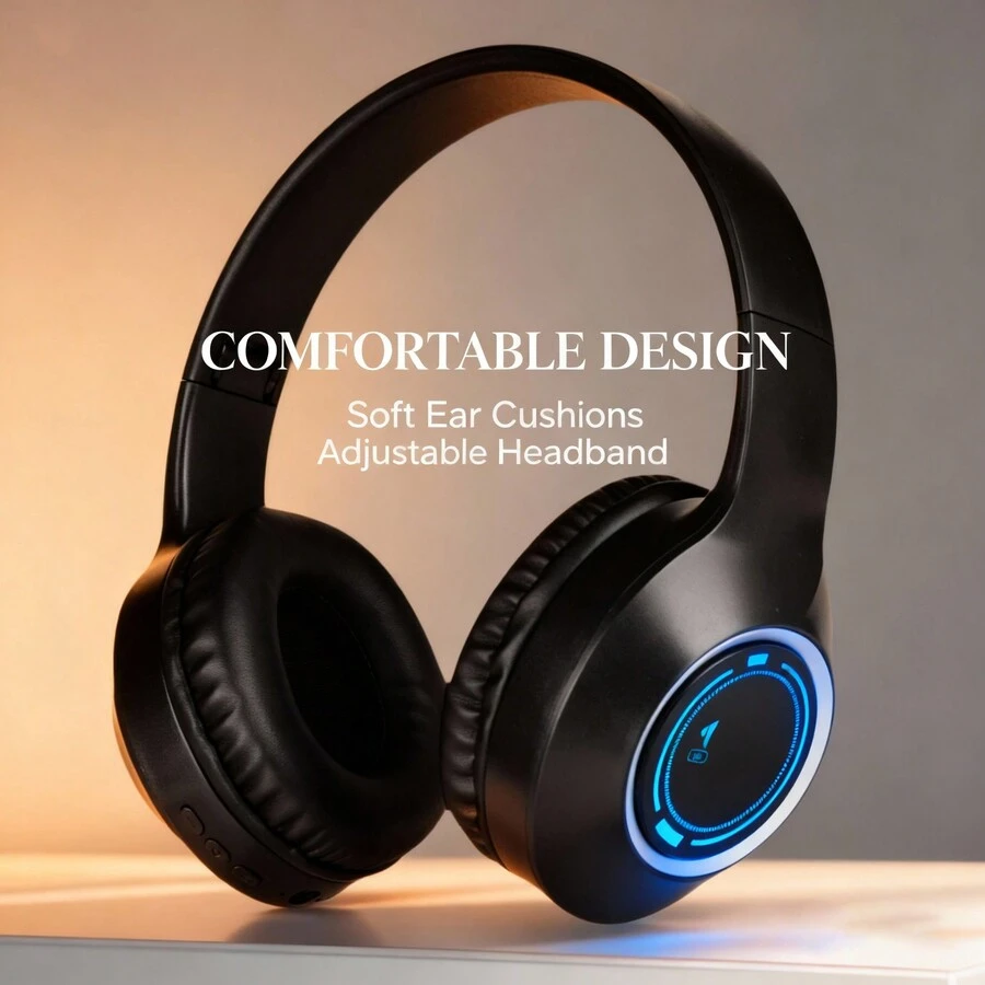 新款可折叠无线耳机，带麦克风，Hi-Fi 低音，超长续航，价格实惠，适合游戏、手机使用，防汗，低延迟，兼容所有设备