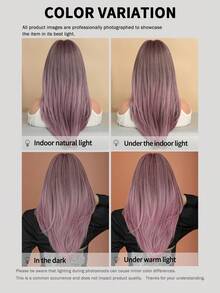 7JHH WIGS Perucă elegantă, lungă de 24 de inci, în straturi roz-violet, cu breton tip perduță, pentru femei, purtare zilnică, păr natural sintetic rezistent la căldură, peruci cu ondulații largi cu despărțire la mijloc, pentru petreceri, festivaluri de muzică, accesorii pentru peruci cadou de Crăciun - Dusty Purple - Vizualizare 7