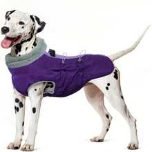 1pc Warm Dog Jacket With Chest Harness, Waterproof Reflective Dog Coat, Suitable For Small, Medium And Large Dogs, Fleece Turtleneck Winter Jacket With Zipper, Pet Winter Warm Clothes