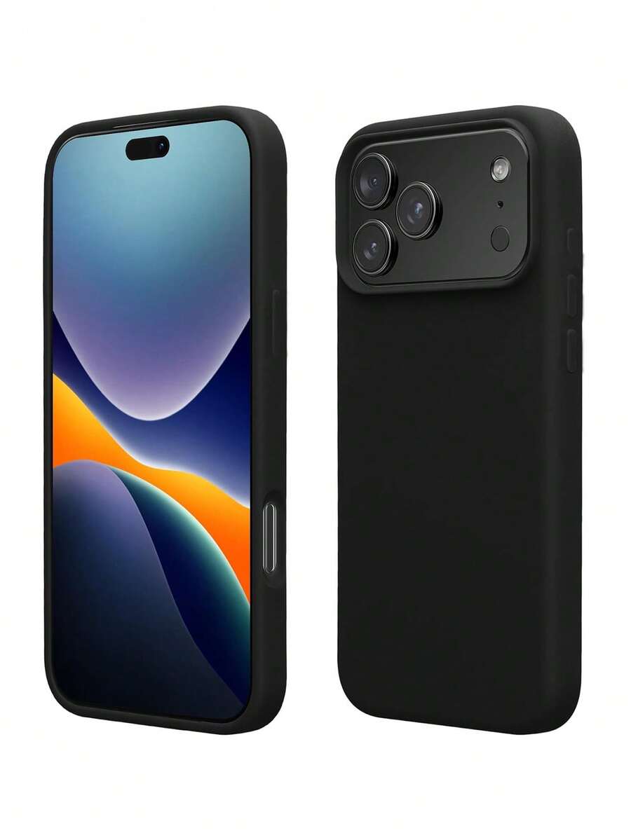 1 pezzo Custodia per telefono in silicone liquido di alta qualità, colore solido minimalista, compatibile con 17/17 Air/17 Pro/17 Pro Max, 16, 16 Pro, 16 Plus, 16 Pro Max, 15, 14, 13, 12, 11 Pro Max, morbida, antiurto, anti-caduta, custodia per telefono delicata sulla pelle - nero - Visualizzare 1