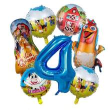 Bộ 7 bóng bay chủ đề trang trại, có số từ 1 đến 6, kết hợp với gà trang trại, bóng bay tròn, v.v., hoàn hảo cho trang trí tiệc sinh nhật, kỷ niệm, lễ tốt nghiệp và lễ kỷ niệm mùa hè - Màu xanh lam - Xem 5
