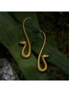 1 Pair Golden Asp Snake Hook Earrings - Vintage Snake Design Jewelry For Women - Inspired By Ancient Egypt - A Mysterious And Elegant Gift For Mom, Wife Or Her - 金色 - 查看 4