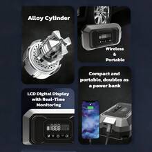 [Portable Air Compressor] Acmount Cord Car Air Inflator | 150 PSI Fast Inflation, Easy To Use, Longer Lasting, For Cars, Bikes, Motorcycles & Sports Balls - Black - View 7