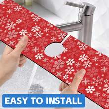 VIKAMA-alfombrilla protectora salpicaduras para fregadero de cocina, copo de nieve de Navidad, absorbente, de secado rápido, para drenaje de grifo, protector salpicaduras para fregadero de cocina - GGZN52-16 - Ver 12