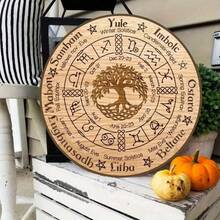 CIFbuy Handmade Pagan Wheel Solstice Altar Decor - Natural Wicca Druid Mystical Wall Hanging For Beltane Samhain - Witchcraft Ritual Gi - 彩色 - 查看 11