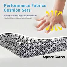 Outdoor Cushions Patio Furniture, Outdoor Cushion Set 24x 24x 5.75 Inch, Waterproof Fade Resistant Outdoor Chair Cushions, Deep Patio Chair Cushion With Removable Cover, Navy Blue - 黑色幾何圖案 + 24*24+4/24*20" - 查看 4