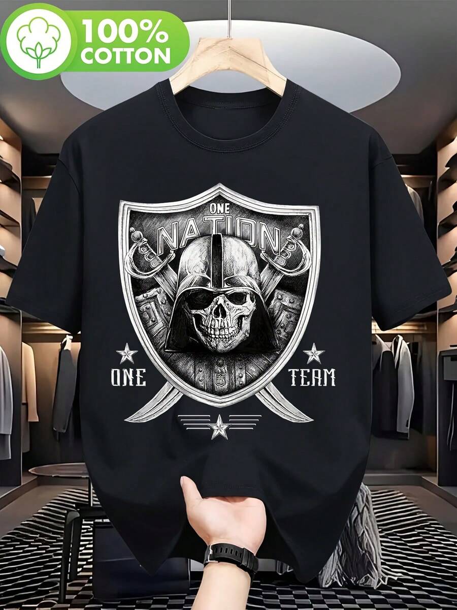 mens oversized cotton football jersey t shirt black with skull swords team graphic casual for fans plus size Holy Wsey tk, Tov D of cottonov Deshi