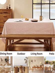 1 Peça Toalha de Mesa Quadrada à Prova d'Água e Respingos, em Poliéster com Padrão Redemoinho, Design Jacquard Inspirado no Oceano, Lavável, Portátil, Adequada para Cozinha, Mesa de Jantar, Festas em Casa, Cafés, Restaurantes, Bufês e Mais Ocasiões - Rosa chiclete - Visão 7