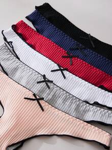 Bộ 4 chiếc quần lót dây mảnh cạp thấp, nơ và ren dành cho nữ, màu ngẫu nhiên. - Nhiều màu - Xem 3