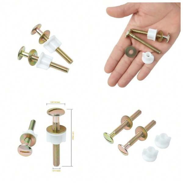 2-Pack Steel Toilet Seat Hinge Bolts And Nuts Kit With Plastic Nuts And Metal Washers Heavy Duty Top Mount Toilet Seat Fastener Replacement Hardware