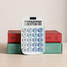 1pc Macaron Solar Dual Power 8-Digit Large Display Calculator + Retro Round Button Design, Supports Square Root/Percentage/Positive-Negative Switching, Suitable For Student Homework, Home Daily Use, Light Office Accounting, Store Cashier, Comfortable Key Feedback, No Battery Drain Or Calculation Lag, Stylish And Practical Dual-Powered, Easily Boost Daily Efficiency - Multicolor - View 5