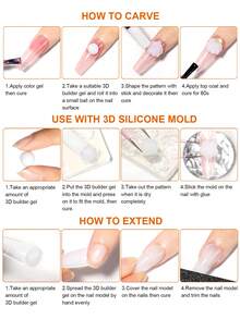 TWOING 3D Nail Art Modeling Gel - Sculpting & Molding Gel For DIY Nail Designs, Perfect For Painting, 3D Decorations & Halloween Nail Art, UV LED Curing Architectural Gel Nail Extension,Non-Sticky Hands And Multi-Purpose - Multicolor - View 7