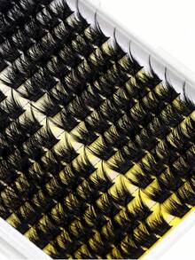 Sulv 14 Rows 168pcs Cluster Lashes D Curl 12-14-16mm Mixed/14-16-18mm Mixed/14-16-18-20mm Mixed DIY Lash Extensions For Self Application At Home - Black - View 6