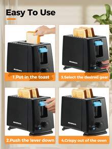 Nirva 2-Slice Toaster 650W Stainless Steel Countertop Kitchen Appliance With 6 Browning Settings Auto Defrost Reheat Function - Easy Clean Compact Design For Breakfast Toast Gift For New Home