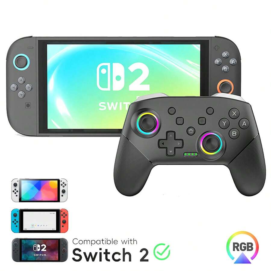 Wireless Pro Controller For Switch 2 | RGB LED, Motion Controls, Turbo, Programmable M1/M2 | Compatible With Switch, Switch Lite, Switch OLED & PC - 黑色裂紋款 - 查看 1