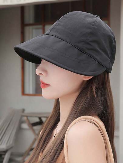 Lightweight Sun Protection Hat For Women, Summer Bucket Hat, Versatile Casual Plain Color Polyester Bucket Hat, Fashionable Personalized , Suitable For Spring And Summer