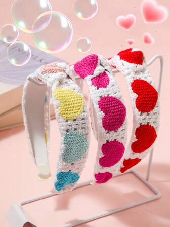 1pc Women's Valentine's Day Hair Accessory, Knitted Heart Headband, Romantic Valentine's Gift, Suitable For Everyday Use ,Hair Band ,Diadema ,Hair Hoop