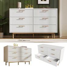 6-Drawer Chest Of Drawers, White Sideboard/Chest Of Drawers For Bedrooms And Living Rooms, White - H75/W120/D40 Cm - White - View 10