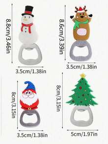 1 buah Pembuka Botol Bertema Natal (Dengan Fungsi Magnet Kulkas) - 4 Desain Lucu (Santa Claus, Manusia Salju, Rusa Kutub, Pohon Natal), Alat Bar Stainless Steel, Aksesori Pesta yang Menyenangkan, Hadiah Liburan yang Sempurna - bawaan - View 7