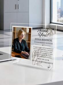Customized Acrylic Award Plaque, Can Customize Photo And Text, Personalized Company Trophy - Employee Recognition Award, Business Achievement Award, Company Anniversary Gift, Retirement Thank You Frame, Personalized Retirement Party Gift, Colleague Retirement Gift, Employee Retirement Reward Gift - Multicolor - View 4