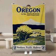 1pc Silver Falls State Park  Travel Blanket - Soft Flannel, All-Season Comfort, Perfect For Home, Office, Camping & Outdoor Adventures, Featuring Scenic  Landscapes, Ideal Gift For Men, Women & Seniors, Outdoor Adventure Gear |   Scenic  Design |   Durable Polyester, Outdoor Blanket - As Shown - View 8