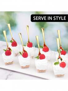 Mini Gold Appetizer Forks And Spoons, Suitable For Tasting Appetizers, Cocktail Appetizers, Charcuterie Boards, Wedding Receptions - Gold - View 2
