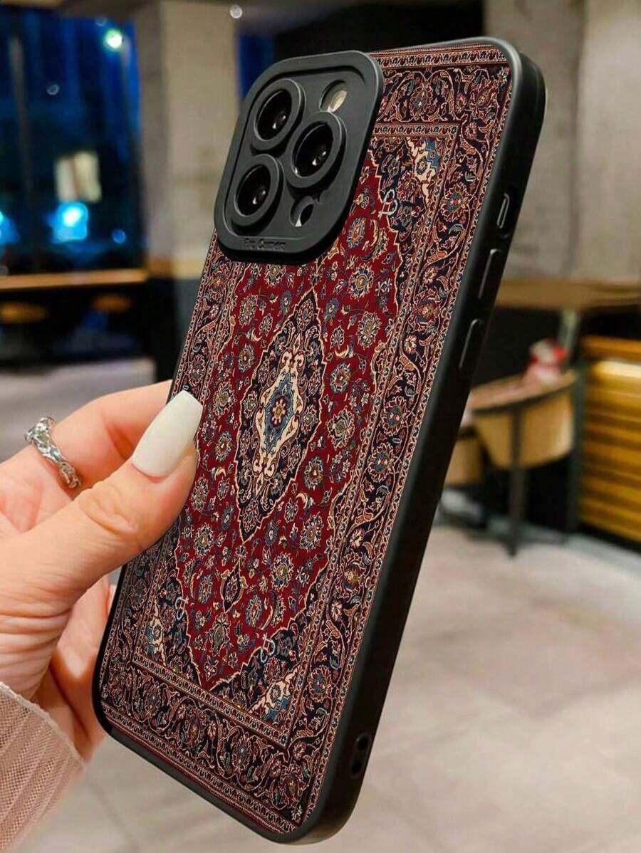 Retro Painted Shockproof Black Phone Case Compatible With 16/15 XR/7/8, 15 Pro Max/12 Pro Max/13 Pro Max/14 Pro Max, 13 14 11 12P 14P 11P 12P, Galaxy S24, A03s, A03 Core, A04, A12, A13, A14, A21s, A22, A23, A24, A32, A33, A34, A51, A52, A53, A54, A71, A72, A73, S20 FE, S21, S22,Waterproof Anti-Fall Scratch Resistant,Suitable For 17 Air - 黑色 - 查看 1