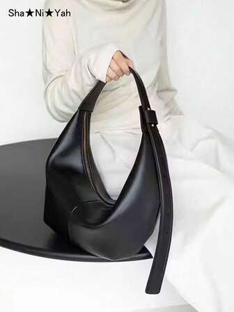 Retro Niche Design Fashion Large Capacity Croissant Tote Bag, High-Quality Versatile Dumpling Shape Shoulder Crossbody Bag For Women, Suitable For Shopping & Commuting