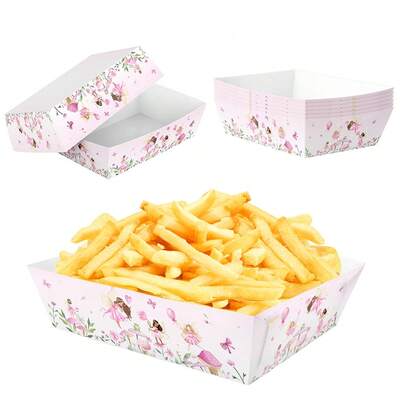 6pcs/12pcs Fairy Theme Food Trays Fries Snack Box For Princess Fairy First Birthday Party Wedding Supplies, Outdoors Spring Decoraions