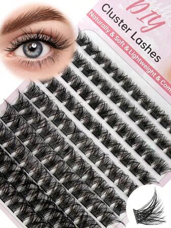 HINARIN 120 Pcs D Curl Lashes Cluster Individual Lashes 8-16 Mm Length DIY Eyelash Extension False Lashes Soft Fluffy Cluster Eyelashes Makeup Parties Festivals Use