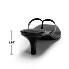 Women Comfortable Kitten Heel Thong Heeled Sandals Fashion Square Open Toe Slip On Casual Slides For Spring Summer Daily Wearing - Black - View 8