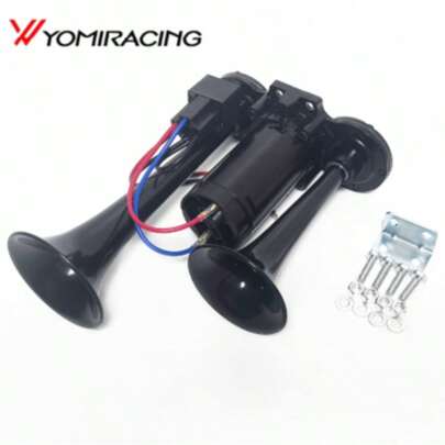 超响气喇叭，通用型电动双喇叭气喇叭，空气压缩机，气泵，适用于任何12/24V车辆，汽车DIY套件，卡车，摩托车，船只