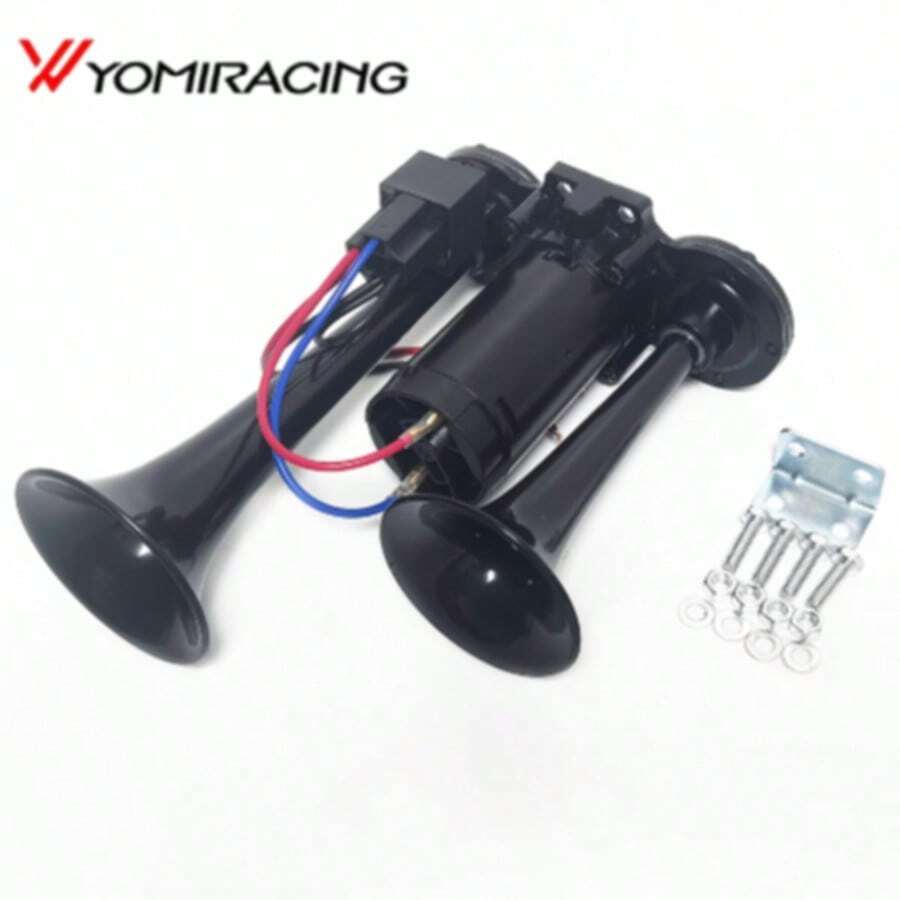 超响气喇叭，通用型电动双喇叭气喇叭，空气压缩机，气泵，适用于任何12/24V车辆，汽车DIY套件，卡车，摩托车，船只 - 均碼 - 查看 1