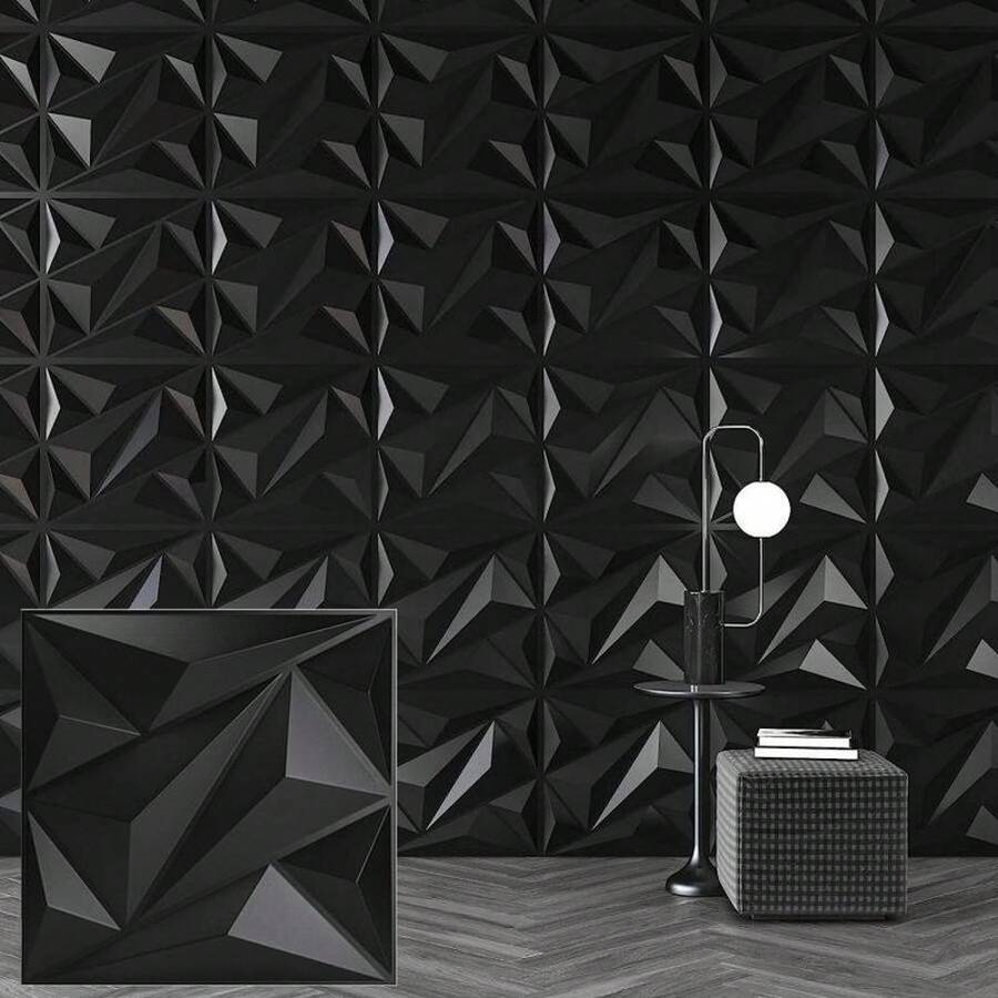 3D Wall Panels - 黑色 - 查看 1