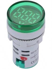 YWBL-WH LED Digital Voltímetro Luz de señal Pantalla Digital Indicador del medidor de Voltaje de DC Lámpara Redonda Probador Azul Rojo Verde Amarillo(Amarillo) - Verde - Ver 6