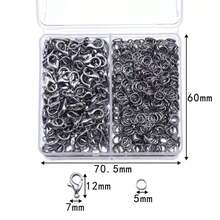 300 unids/caja cierres de langosta de Color plateado y anillos abiertos pulseras collares conector joyería accesorios Kit de suministros NQLM - Plateado - Ver 8