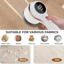 Rechargeable Fabric Shaver With LED Display - 800mAh Lithium Battery Powered Electric Fleece Remover For Clothing, Bedding, Pet Supplies - Portable Hairball Trimmer Without Damaging Fabrics - Home And Furniture Fleece Removal Tool Set - C型 - 查看 5