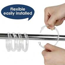 Clear Plastic Shower Curtain Rings, 12 PCS Circular Plastic Shower Curtain Hooks For Bathroom Shower Curtain Rod, Clear Shower Hooks For Shower Curtain, O Shaped Shower Rings For Curtain,Clear - 清除 - 查看 4