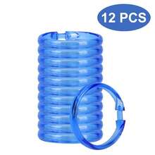 Blue Shower Curtain Hooks - 12 Pcs Circular Plastic Shower Curtain Rings For Bathroom - O Shaped Transparent Blue Shower Hooks Rings For Shower Curtain Rod,TransparentBlue - 透明藍 - 查看 8