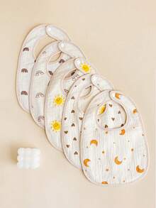 Baby Bibs, U-Shaped Gauze Bib, Muslin Breathable Absorbent Bib - Multicolor - View 8