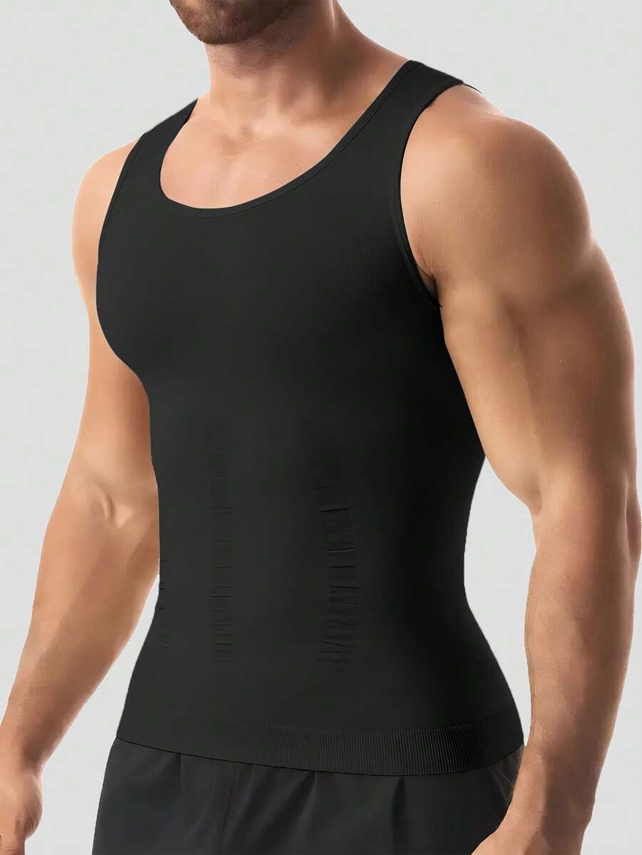 Men's  Compression Shirt Slimming Body ShaperVest Gym Workout Tank Top Sleeveless AbdomenShapewear Gynecomastia Compression Shirts, TummyControl Undershirts-Change In Seconds - đen - Xem 1
