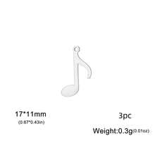 AMAXER 3pcs/Set Stainless Steel Music Note Pendant, Suitable For Handmade Necklace, Bracelet, DIY Jewelry Making, Holiday Gift, Wholesale - Simple Series - View 9